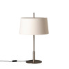 Santa & Cole Diana Menor Table Lamp, white linen shade, satined nickel structure
