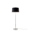 Santa & Cole Diana Floor Lamp, black linen shade, satined nickel structure