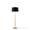 Santa & Cole Diana Floor Lamp, black linen shade, shiny gold structure