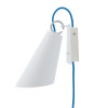 Domus Pit Wall Light 1, white metal shade, blue cable