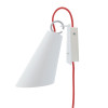 Domus Pit Wall Light 1, white metal shade, red cable