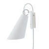 Domus Pit Wall Light 1, white metal shade, silver-grey cable