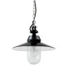 Bolichwerke Bremen Zylinder 100W suspension lamp, 250 mm, clear, cast aluminium mounting with nickel-plated chain, black fabric
