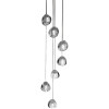 Terzani Mizu 7 Light Pendant, clear glass with silver dust, brushed nickel canopy