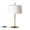 Santa & Cole Diana Table Lamp, white linen shade, shiny gold structure