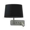 Astro Side by Side Tapered Round 250 wall lamp, black fabric shade / matt nickel structure