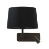 Astro Side by Side Tapered Round 250 wall lamp, black fabric shade / bronze structure