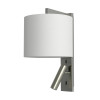 Astro Ravello Led Reader Drum 200 wall lamp, white fabric shade / matt nickel structure
