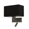 Astro Park Lane Reader Rectangle 285 wall lamp, black fabric shade / bronze structure
