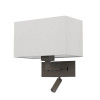 Astro Park Lane Reader Rectangle 285 wall lamp, white fabric shade / bronze structure
