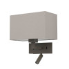 Astro Park Lane Reader Rectangle 285 wall lamp, putty fabric shade / bronze structure