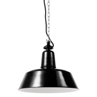 Bolichwerke Berlin suspension lamp, 400 mm, cast aluminium mounting with nickel-plated chain, black fabric cable
