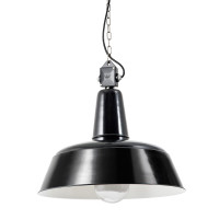 Bolichwerke  Berlin Zylinder suspension lamp, 450 mm, aluminium cable box with nickel-plated chain, black PVC cable