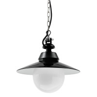 Bolichwerke Bremen Kugel 60W suspension lamp, 250 mm, cast aluminium mounting with nickel-plated chain, black fabric cable