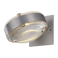 DeLight Logos 12 recessed wall lamp WET satined glass disc/clear lense