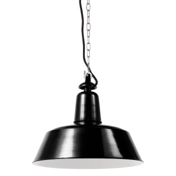 Bolichwerke Berlin suspension lamp, 400 mm, cast aluminium mounting with nickel-plated chain, black fabric cable product image