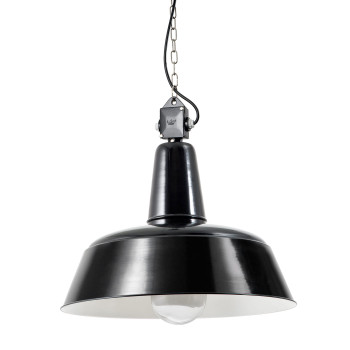 Bolichwerke  Berlin Zylinder suspension lamp, 450 mm, aluminium cable box with nickel-plated chain, black PVC cable product image