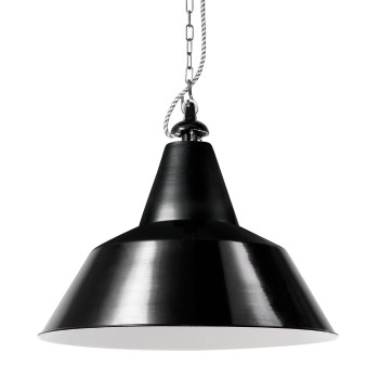 Bolichwerke Bielefeld suspension lamp, 450 mm, cast aluminium mounting with nickel-plated chain, black-white fabric cable product image
