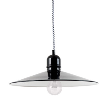 Bolichwerke Bingen suspension lamp, 350 mm, cable suspension, black-white fabric cable product image