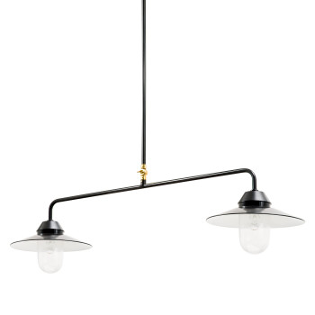 Bolichwerke Bremen Zylinder II 100W suspension lamp, 350 mm, clear, straight bracket, with polished brass joint, 1 m product image