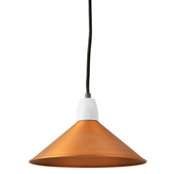 Bolichwerke Borken suspension lamp, 240 mm, china socket, black fabric cable, copper natural clear lacquered matt