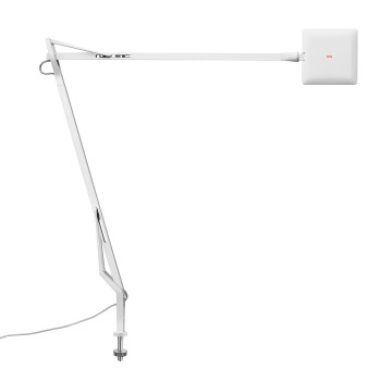 Flos Kelvin Edge Desk Support, weiß, mit sichtbarem Kabel