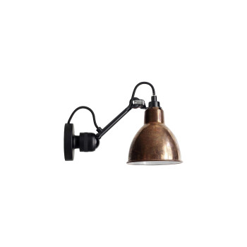 DCWéditions Lampe Gras N°304 Black Round, abat-jour cuivre brut (intérieur blanc)