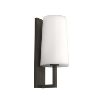 Astro Riva 350 wall lamp, white glass shade / bronze structure