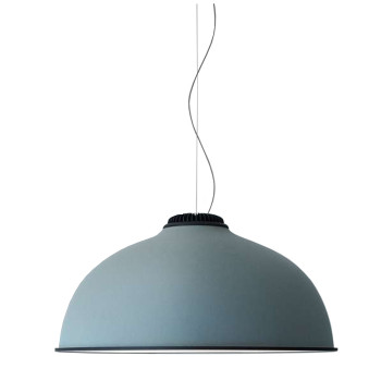 Luceplan Farel LED, schwarz matt, Schirm außen aquamarinblau / innen weiß