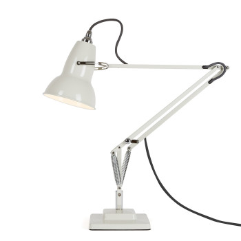 Anglepoise Original 1227 Desk Lamp, leinenweiß glänzend mit grauem Kabel
